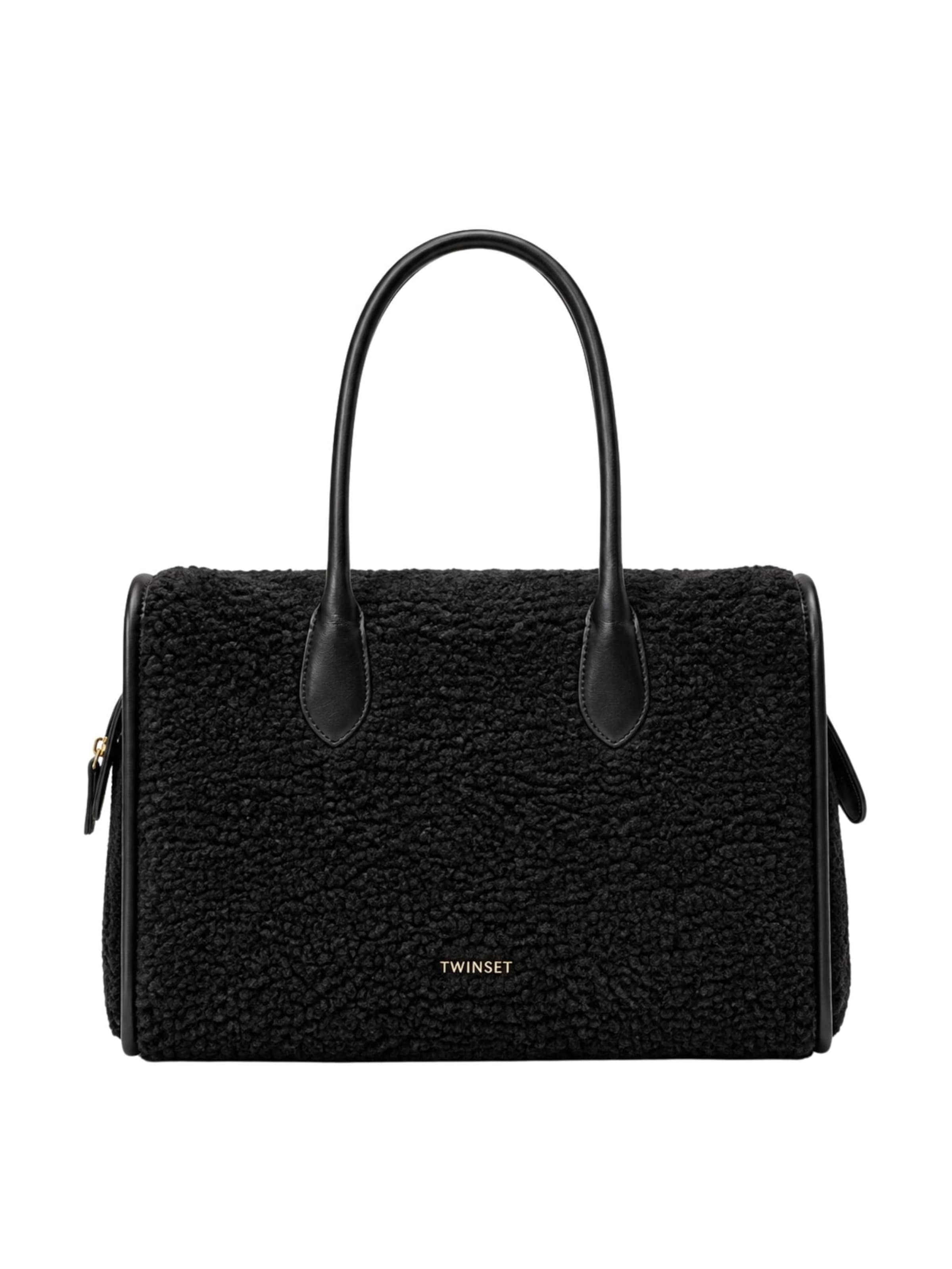 Twinset - Shopper 'Teddy-Effect Fabric Tote Bag' en negro: frente