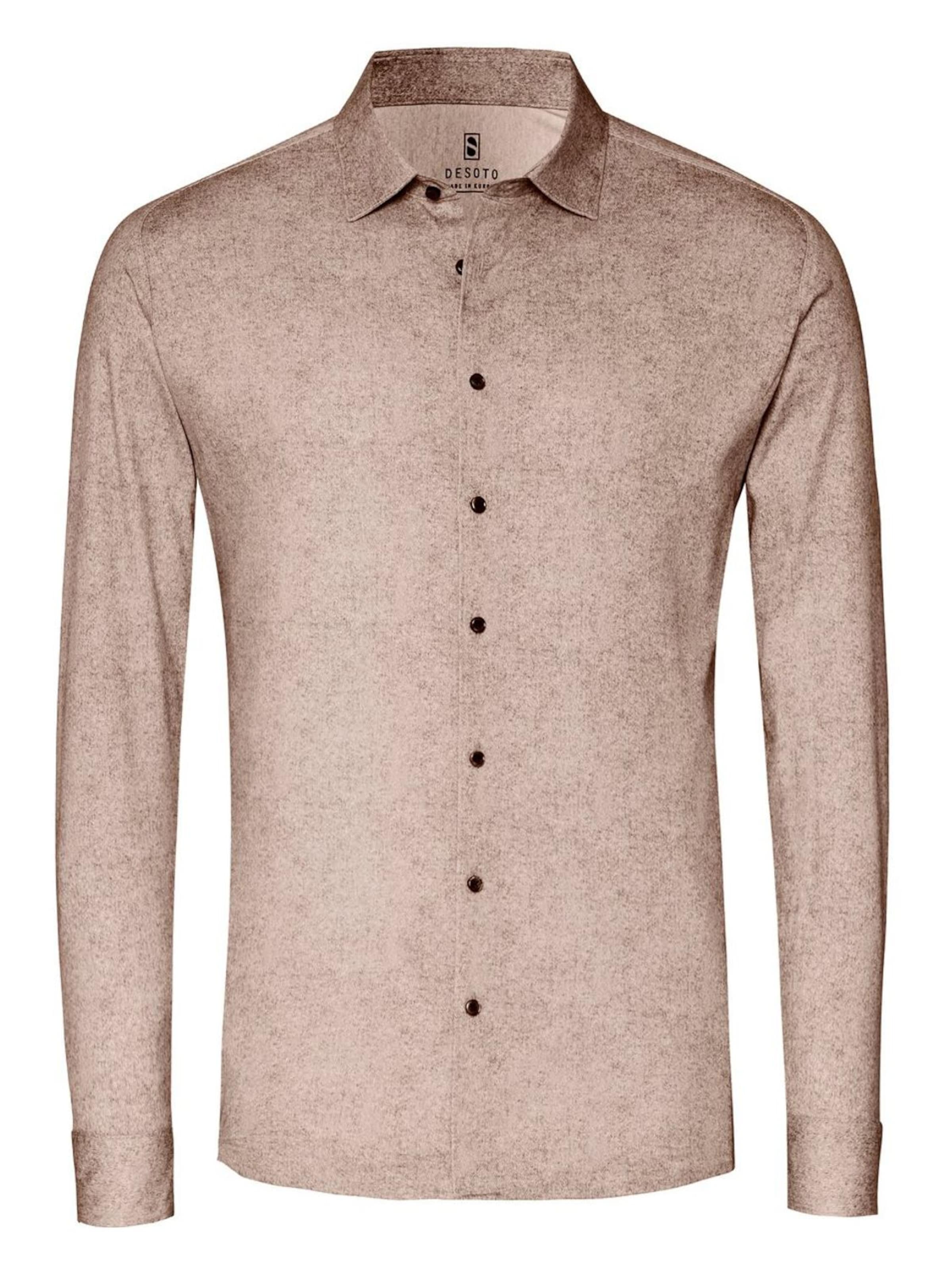 DESOTO Slim fit Overhemd in Beige: voorkant