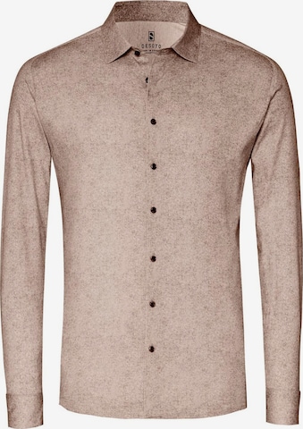 DESOTO Slim fit Overhemd in Beige: voorkant