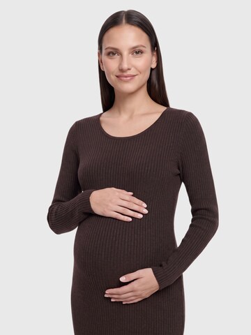 Only Maternity Knitted dress 'OLMTiara' in Brown