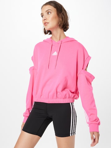 ADIDAS SPORTSWEAR Athletic Sweatshirt 'Hyperglam 3-Stripes With Cutout Detail' in Pink: front