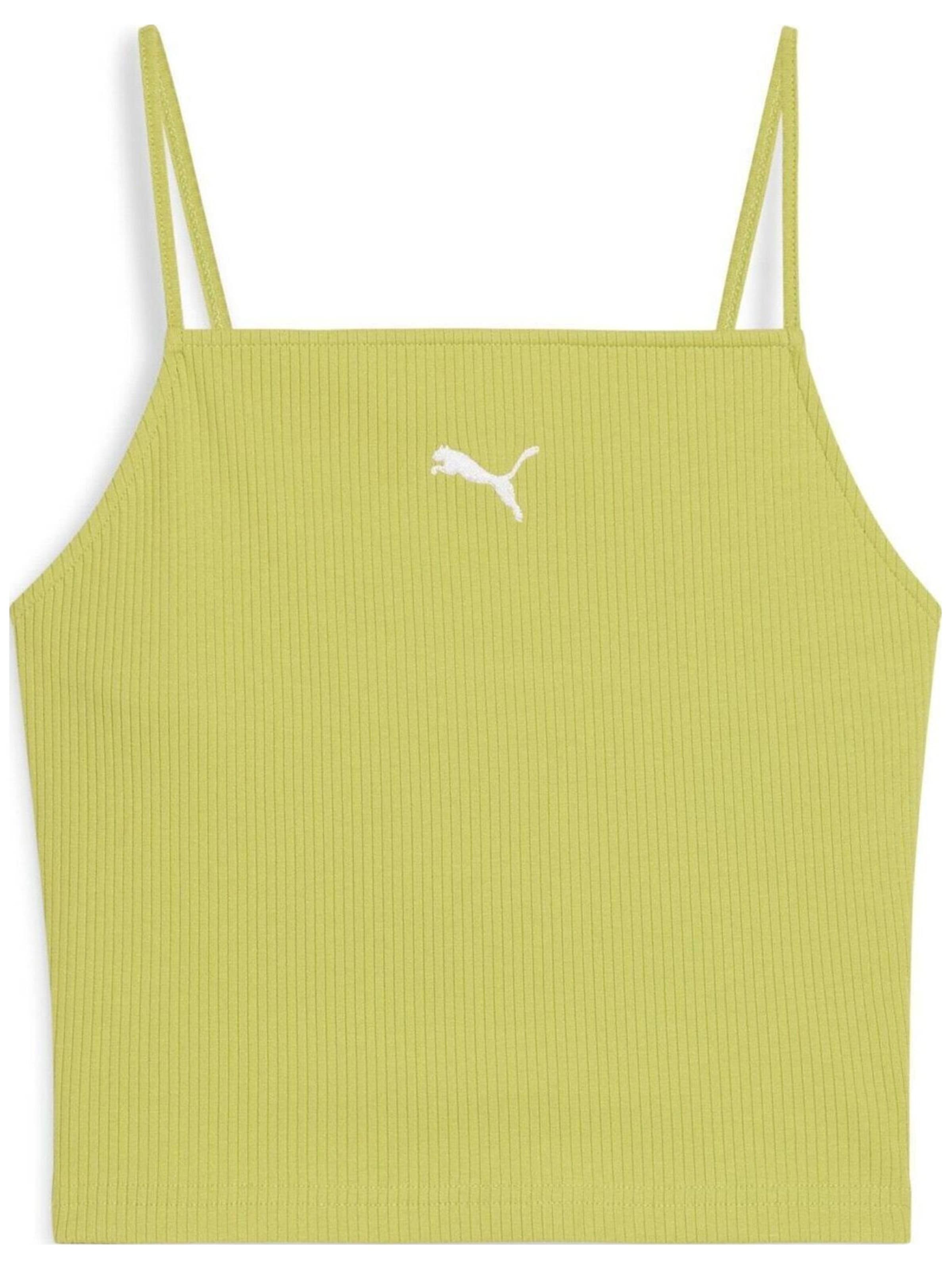 Top 'Puma Wardrobe Ess Ribbed Tank Top' di PUMA in verde: frontale