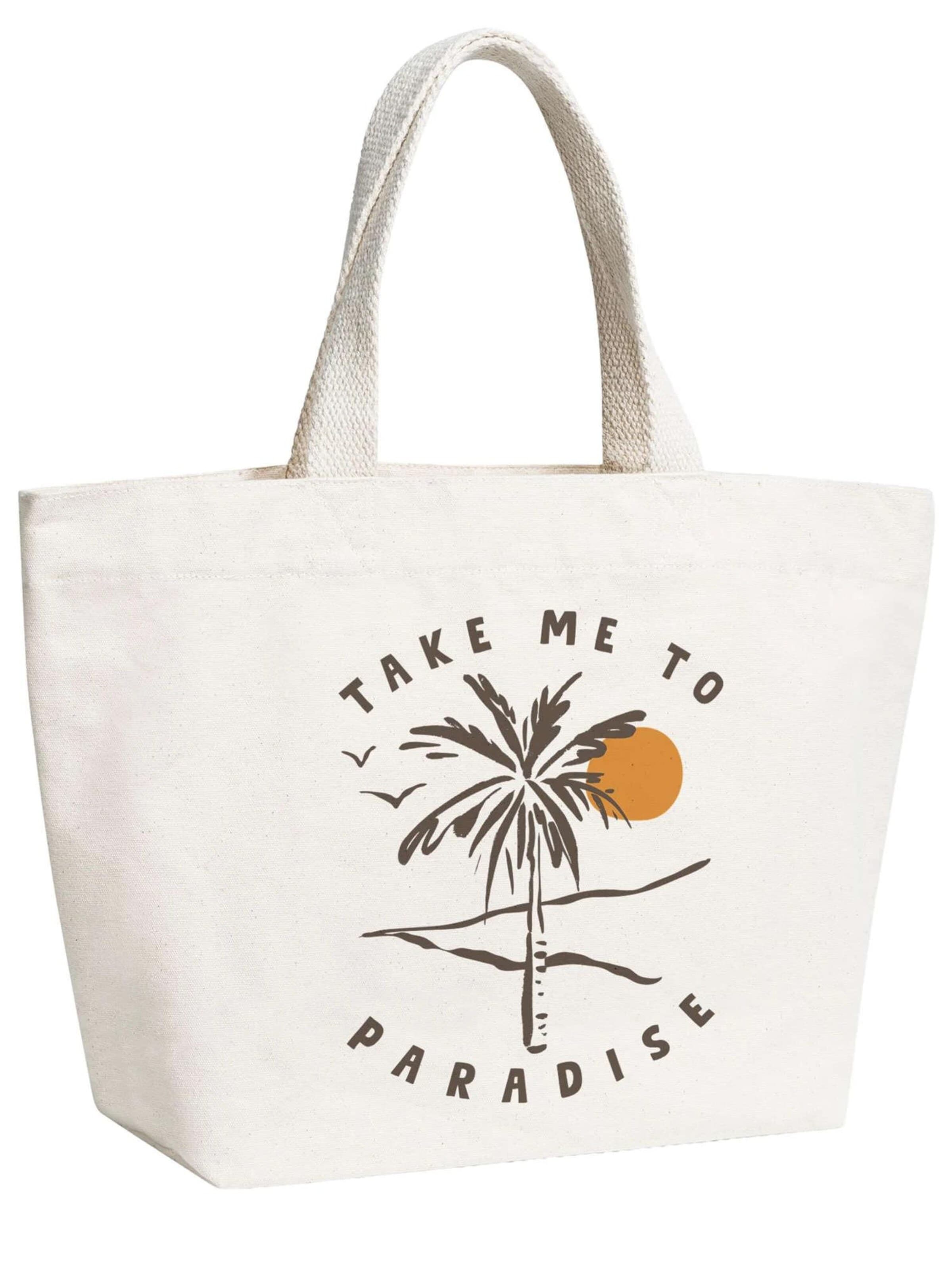Neverless Strandtasche 'Take me to Paradise'‌‌ in Beige: Vorderseite
