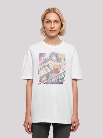 F4NT4STIC Oversized Shirt 'DC Comics Wonder Woman Strength & Power' in White: front