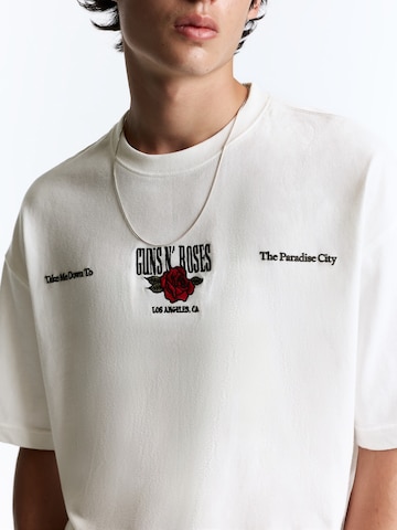 Pull&Bear Shirt 'GUNS N' ROSES WORLD TOUR REL' in White