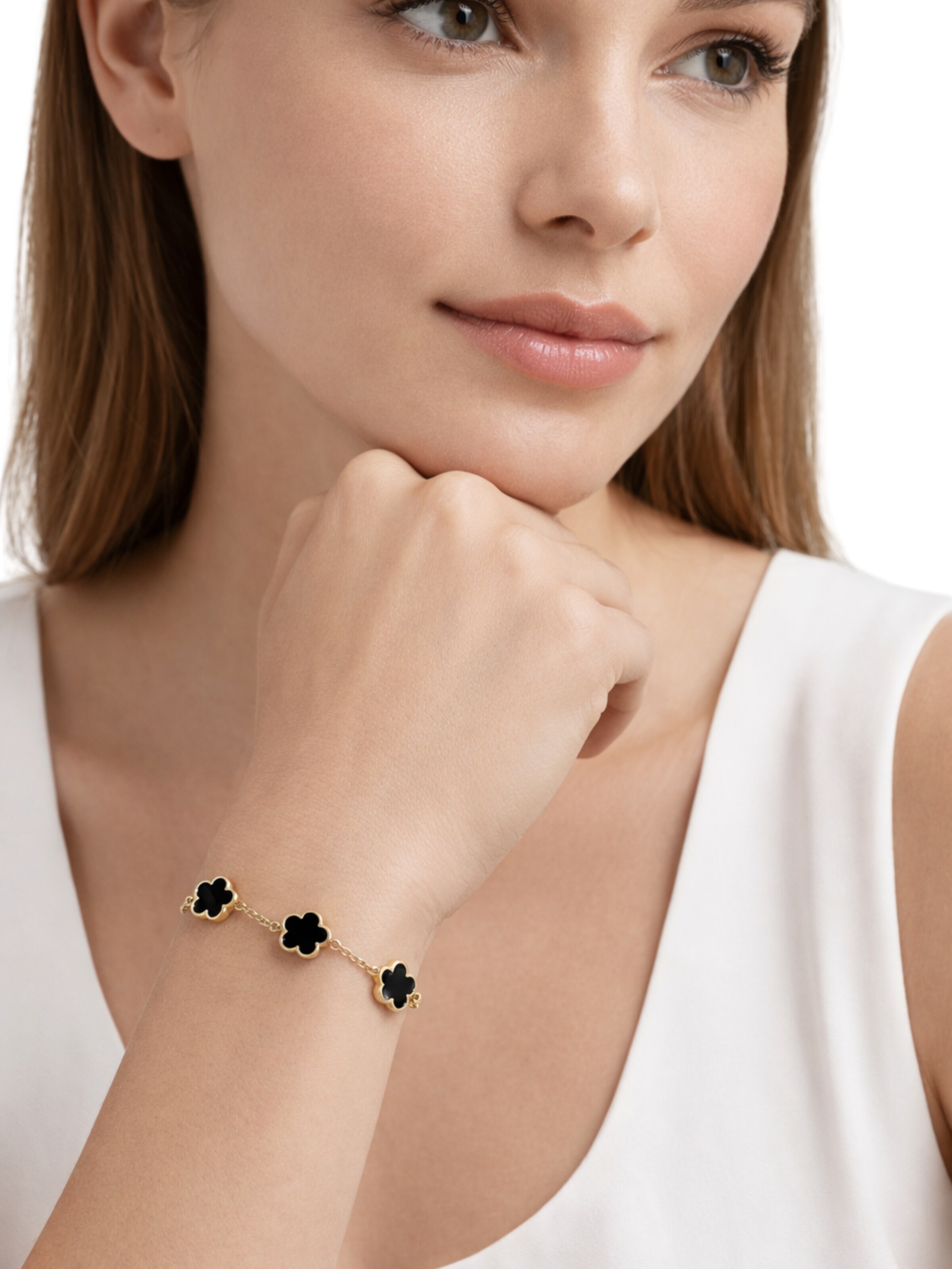 Pure Schmuck Bracelet 'Clover' in Gold: front