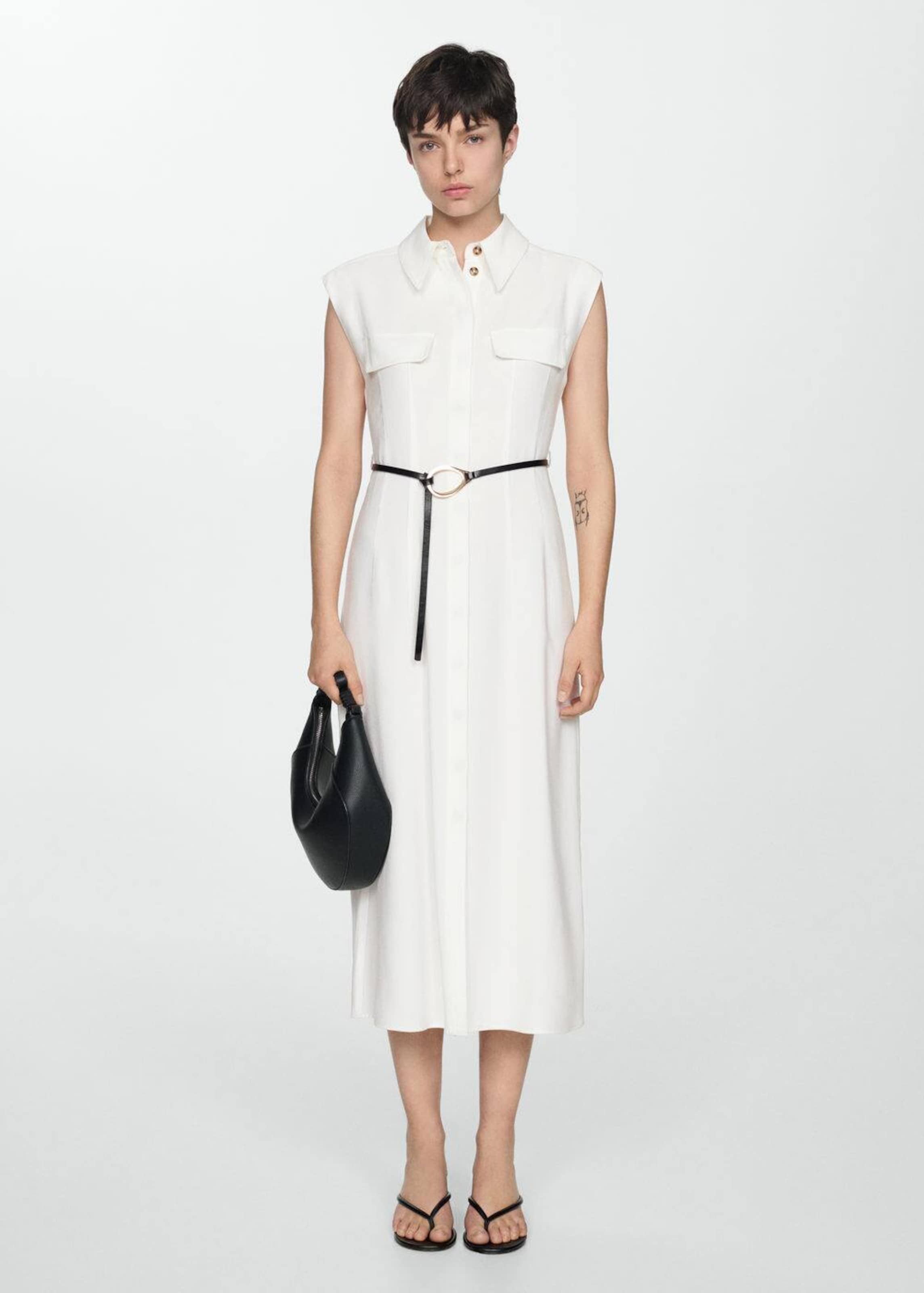 MANGO Shirt Dress Casino in White ABOUT YOU