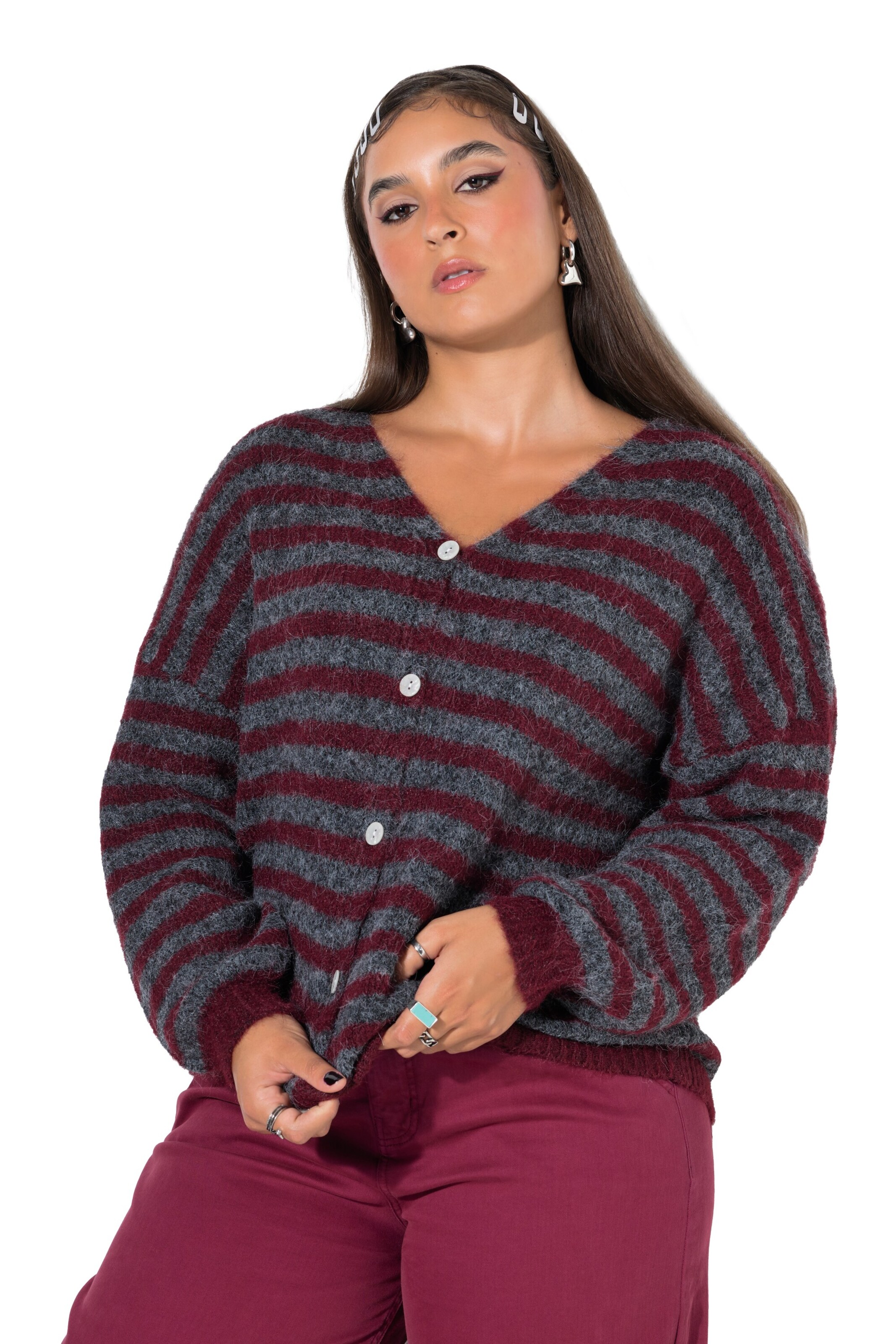 Studio Untold Knit Cardigan in Red: front