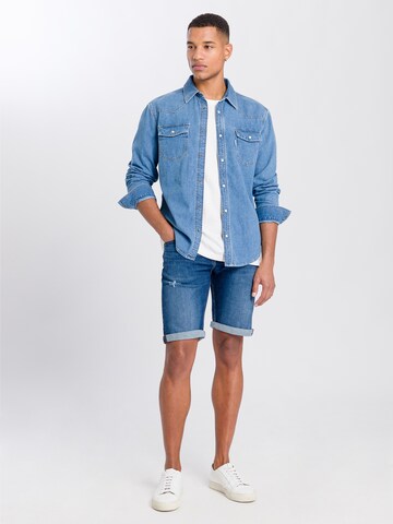 Cross Jeans Regular fit Button Up Shirt ' A 208 ' in Blue