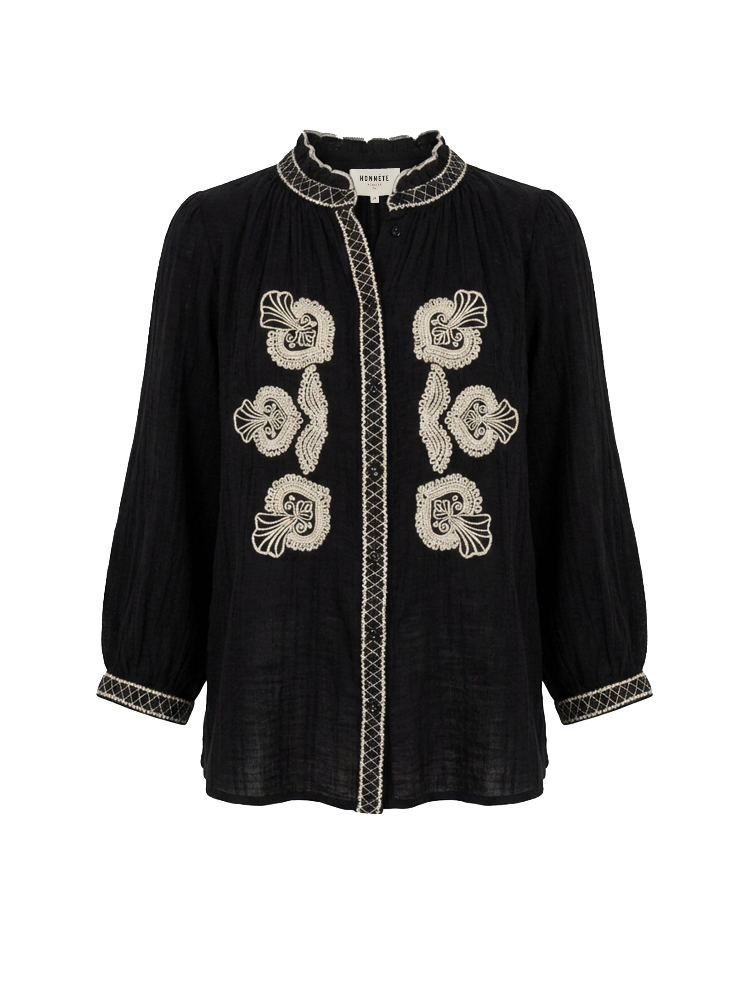 Honnête Atelier Blouse 'Drew blouse' in Black: front