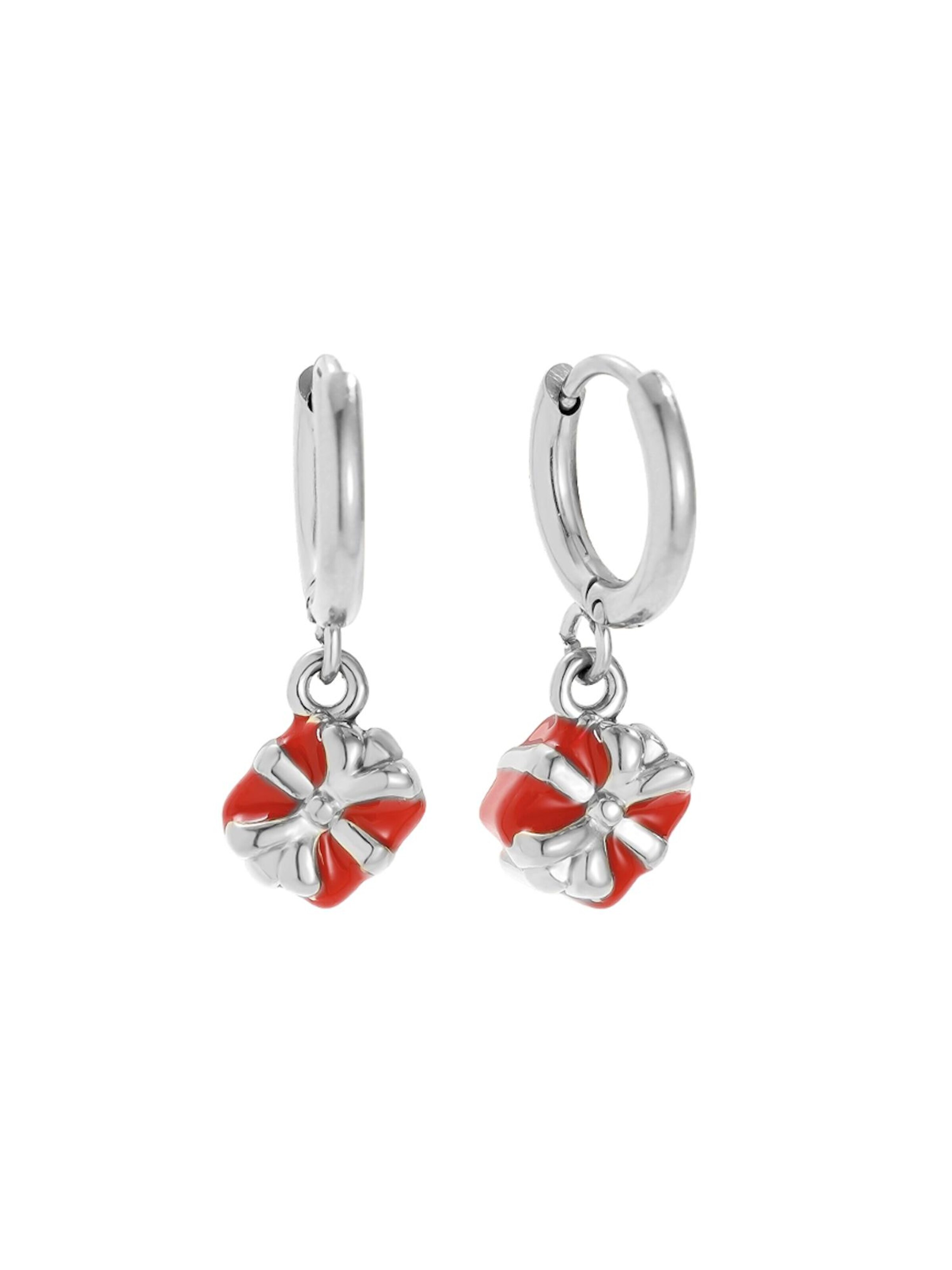 Boucles d'oreilles 'RUBY BOW' Cala Rose en argent : devant