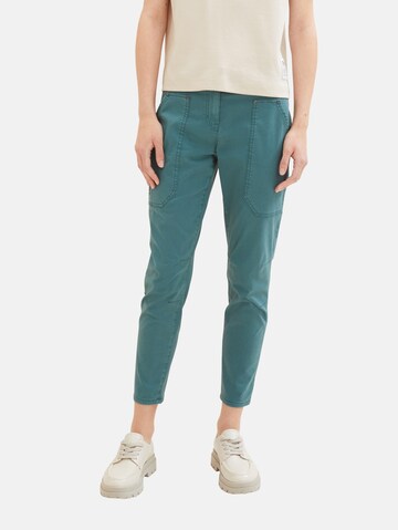 Coupe slim Pantalon TOM TAILOR en vert : devant