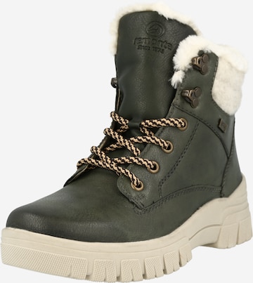 REMONTE Lace-Up Ankle Boots in Green: front