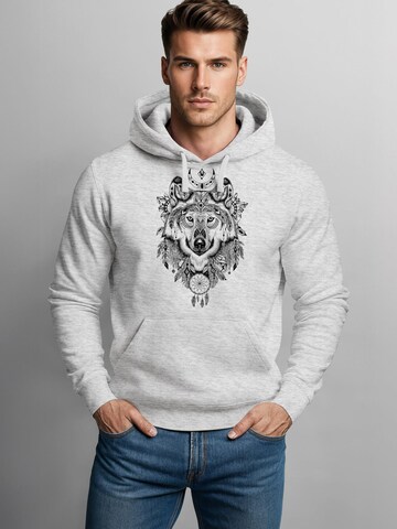 Neverless Sweatshirt 'Boho Wolf' in Grey