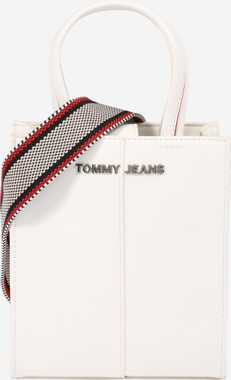 Rankinė iš Tommy Jeans, spalva – nebalintos drobės spalva / raudona / sidabrinė, Prekių apžvalga