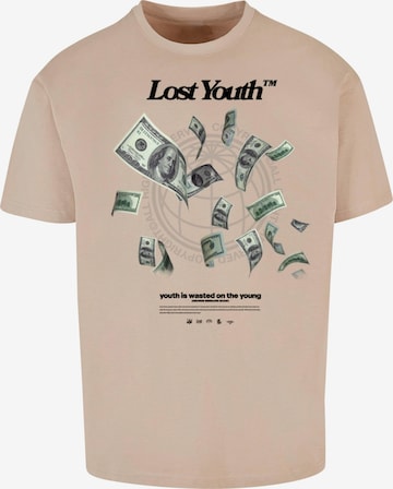 T-Shirt Lost Youth en beige : devant
