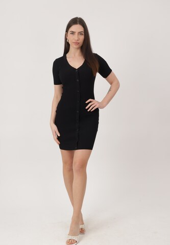 Robes en maille Elara en noir : devant