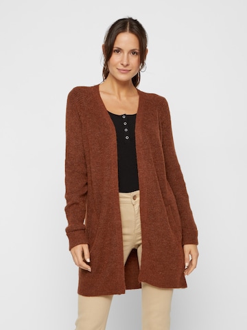 PIECES Knit Cardigan 'Ellen' in Brown: front