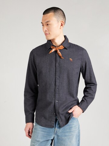 Abercrombie & Fitch Regular fit Button Up Shirt in Black: front
