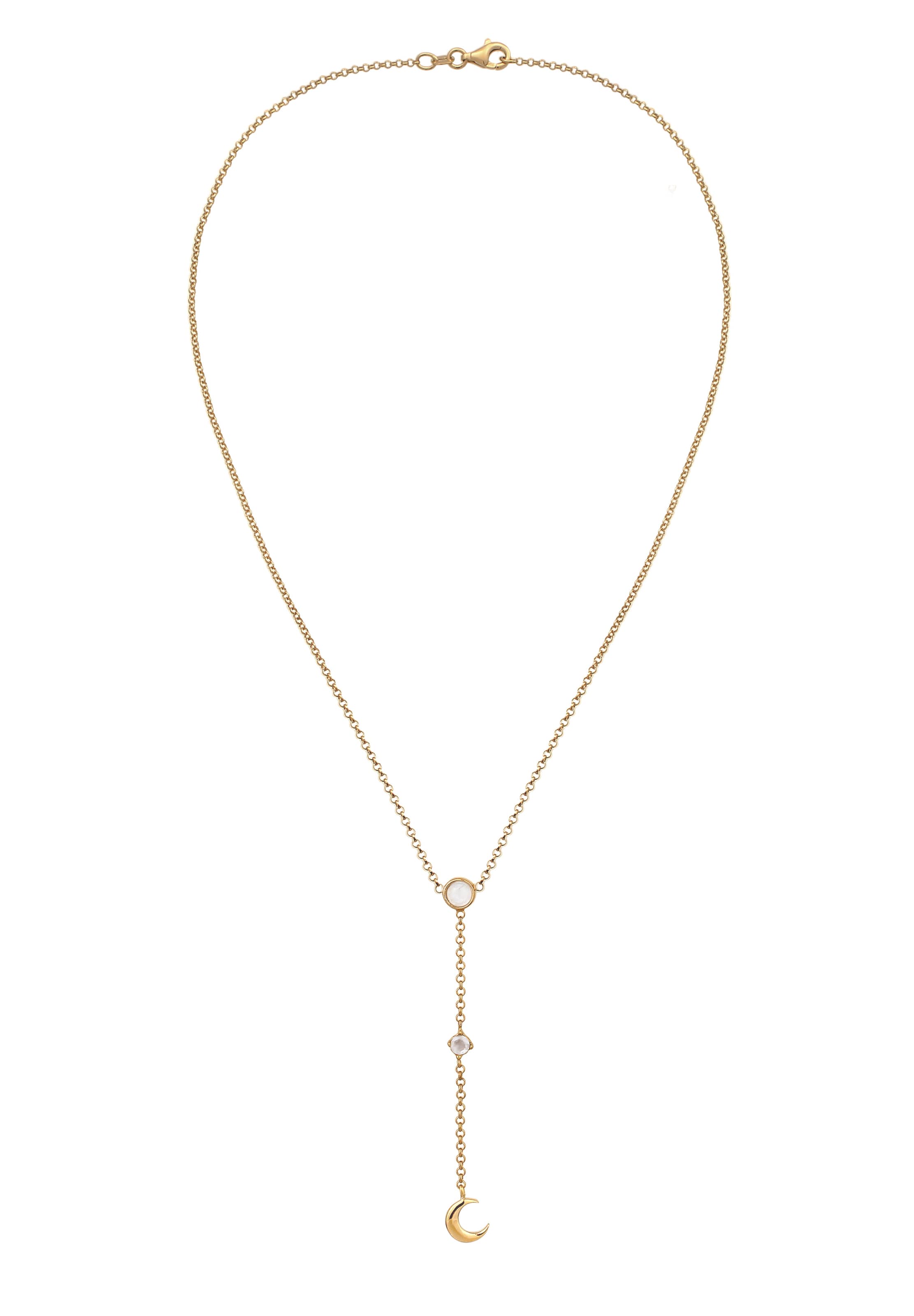 ELLI Halskette 'Halbmond Mondstein' in gold, Produktansicht