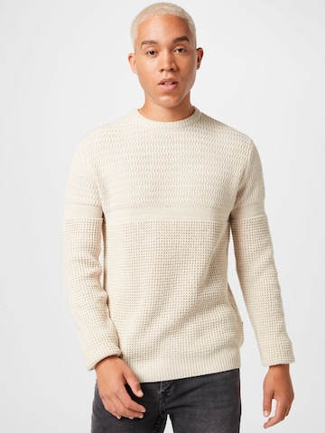 Only & Sons Pullover 'ONSSTRUCTURE LIFE CREW KNIT' in Beige: predná strana