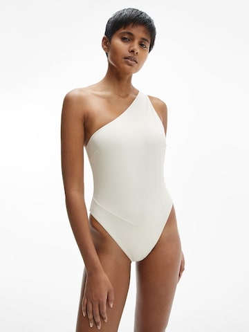 Calvin Klein Swimwear Badpak in Beige: voorkant