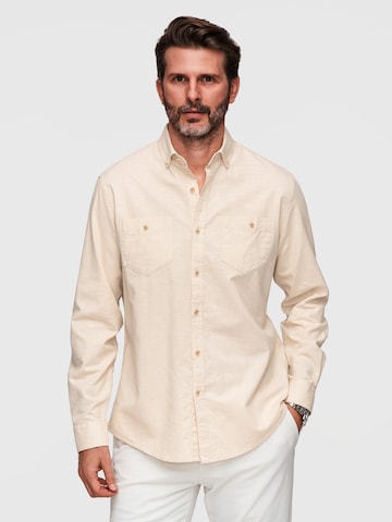 Ombre Comfort fit Button Up Shirt in Beige: front