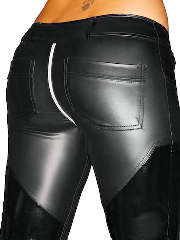 Noir Handmade Skinny Leggings 'Wetlook Hose F115' in Black