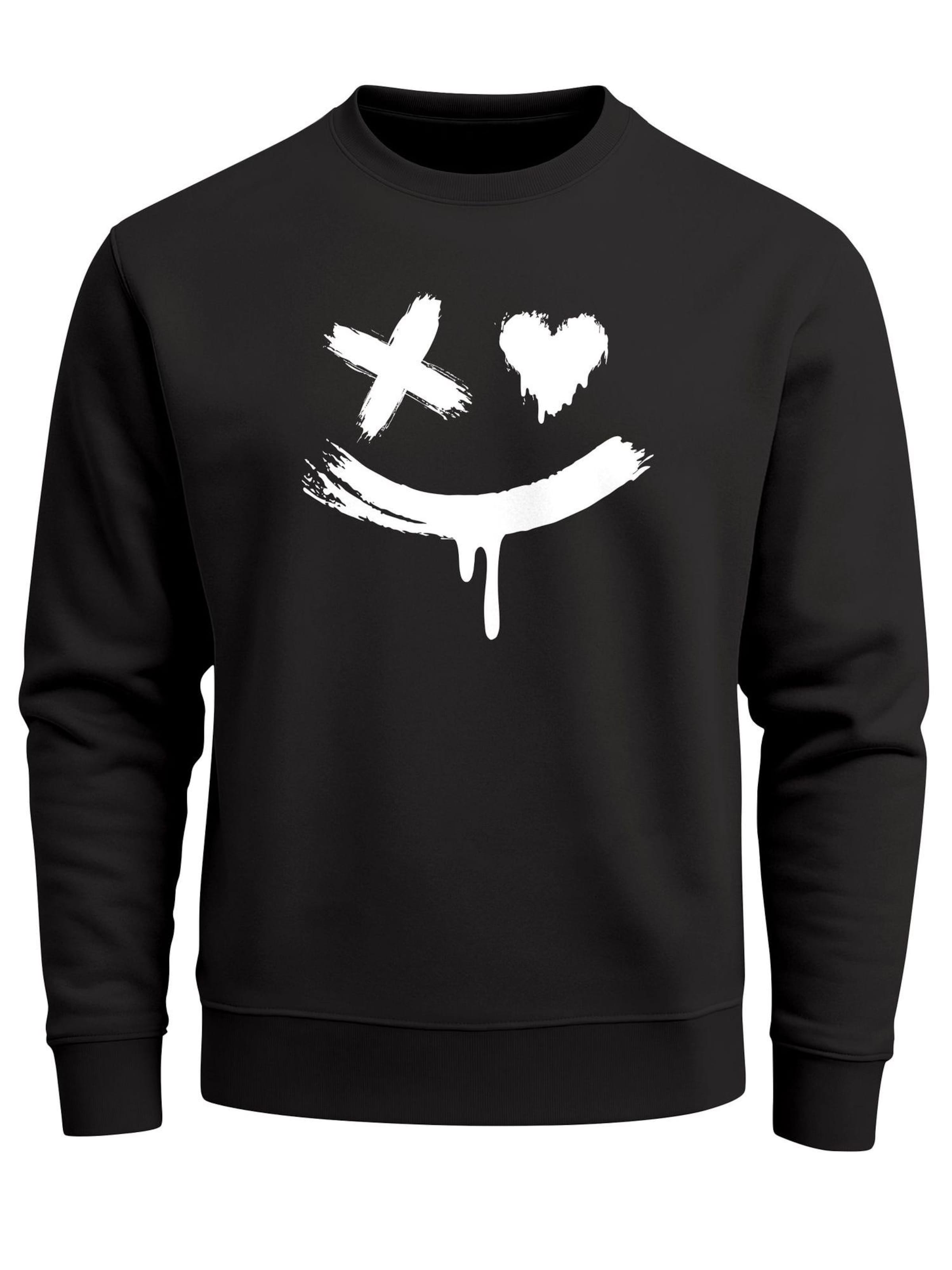 Neverless Sweatshirt 'Creepy Smile'‌‌‌‌ in Schwarz: Vorderseite