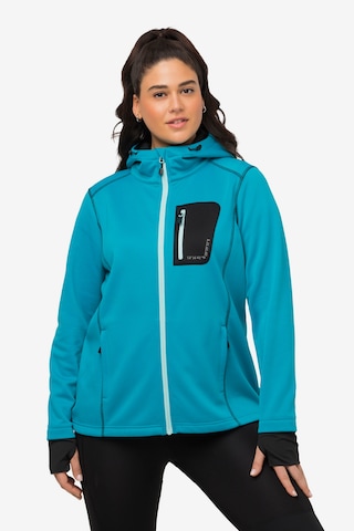 Ulla Popken Zip-Up Hoodie in Blue: front