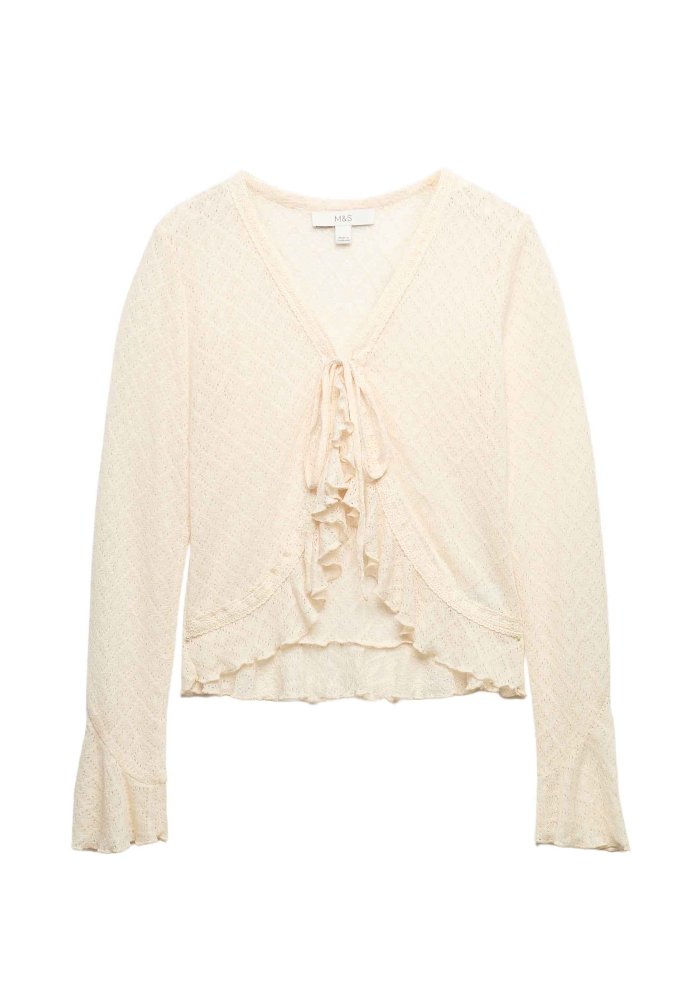 Marks & Spencer Gebreid vest in Beige: voorkant
