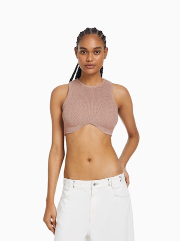 Bershka Knitted Top in Grey: front