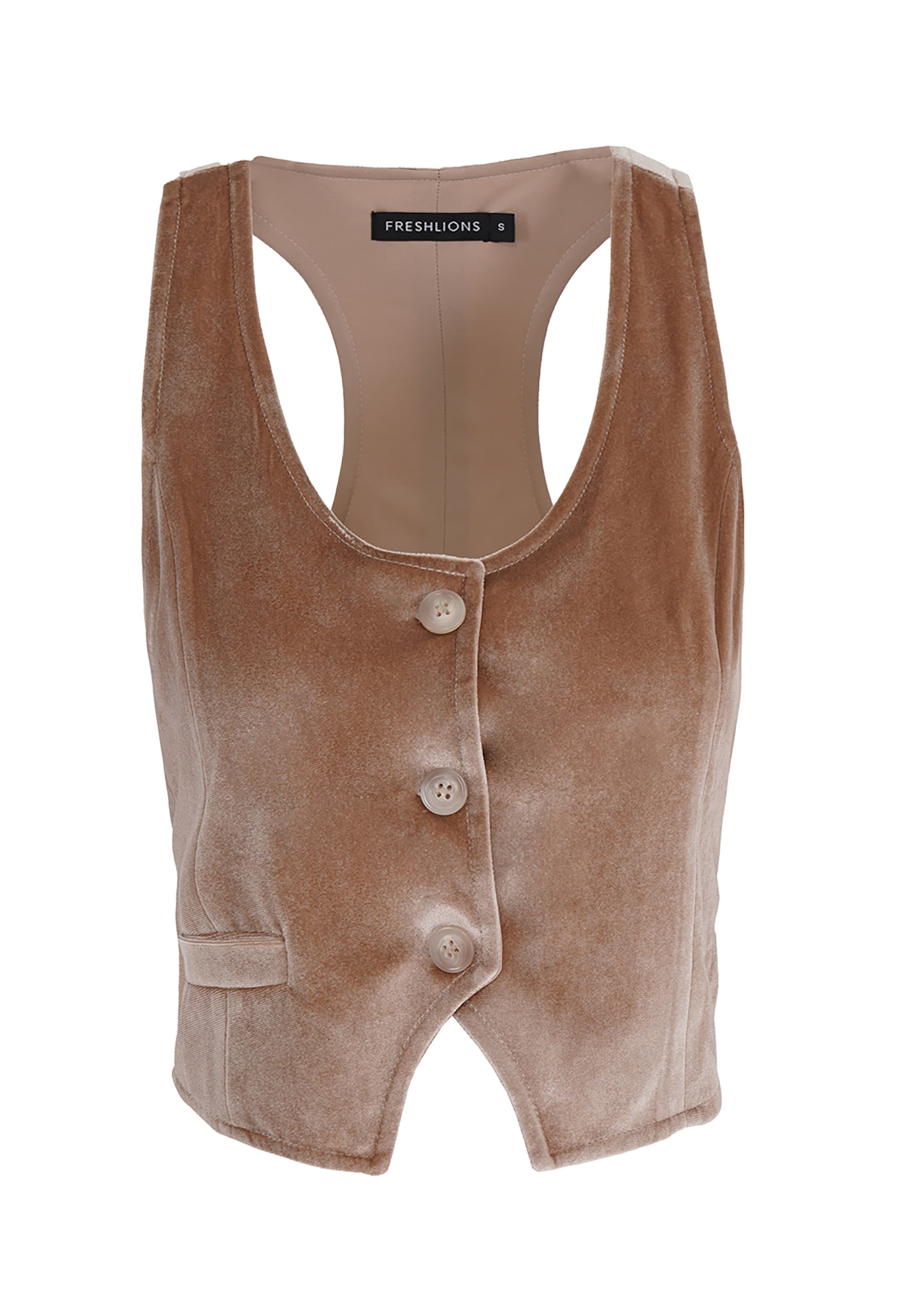 FRESHLIONS Weste 'Velvet' in Braun: Vorderseite