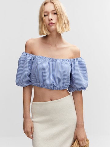 MANGO Blouse in Blauw: voorkant