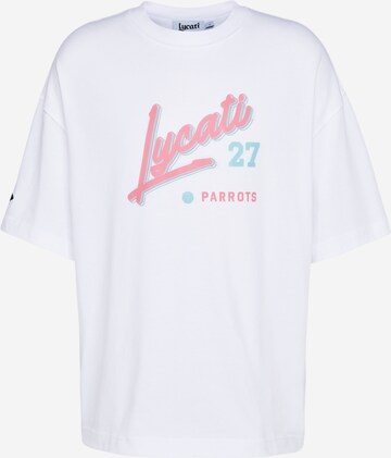 Tricou 'Playoffs' de la LYCATI exclusive for ABOUT YOU pe alb: față