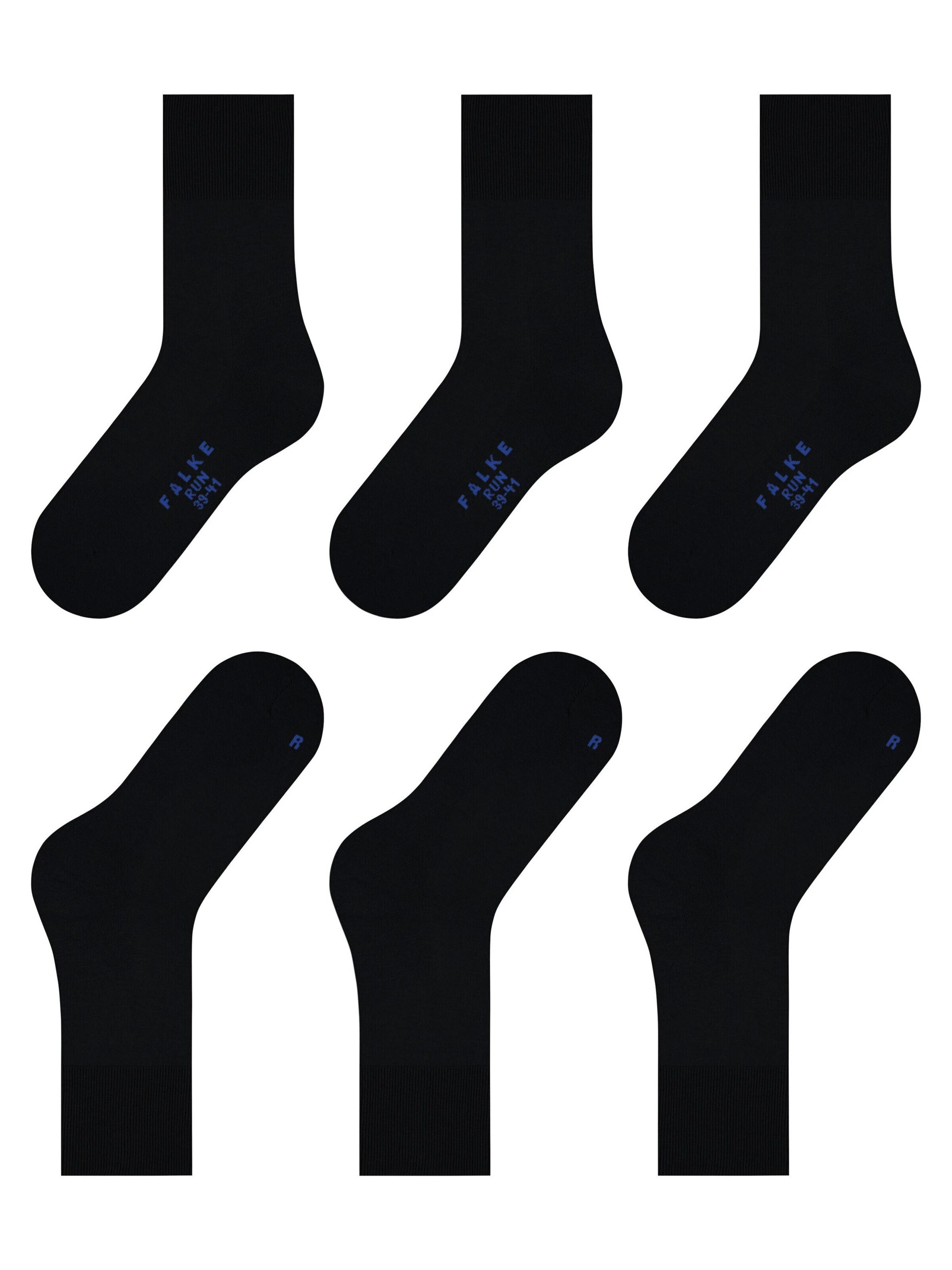 FALKE Socken 'Run 3-Pack'‌‌‌‌‌‌‌‌‌ in Schwarz