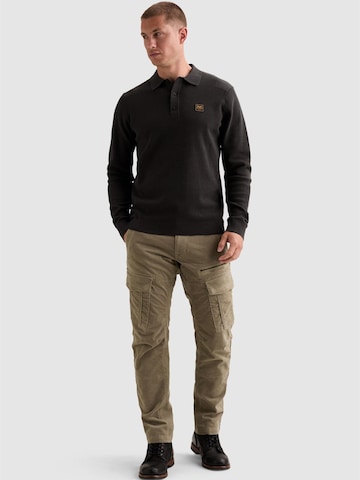 PME Legend Pullover 'Knitted polo shirt with long sleeves and badge' i grå