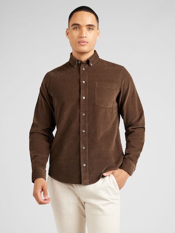 Casual Friday Regular fit Button Up Shirt 'Anton' in Brown: front