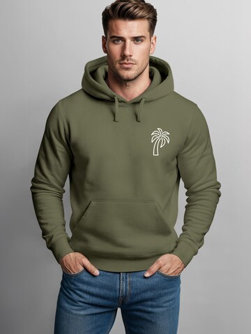 Neverless Sweatshirt 'Palm Lineart Logo' in Green