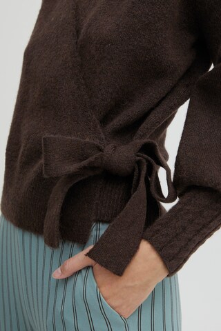 ICHI Knit cardigan 'OLENE' in Brown
