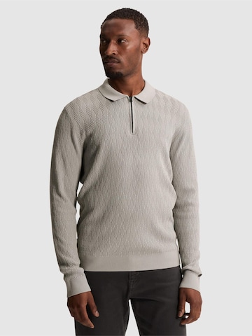 CAST IRON Trui 'Pullover in cotton/modal with polo collar' in Grijs: voorkant