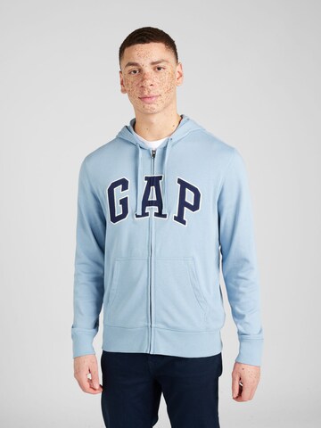 GAP Regular fit Sweat jacket 'ARCH' in Blue: front