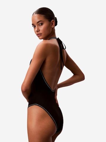 Calvin Klein Jeans Triangel Badpak 'PLUNGE ONE PIECE LV00Q61216' in Zwart