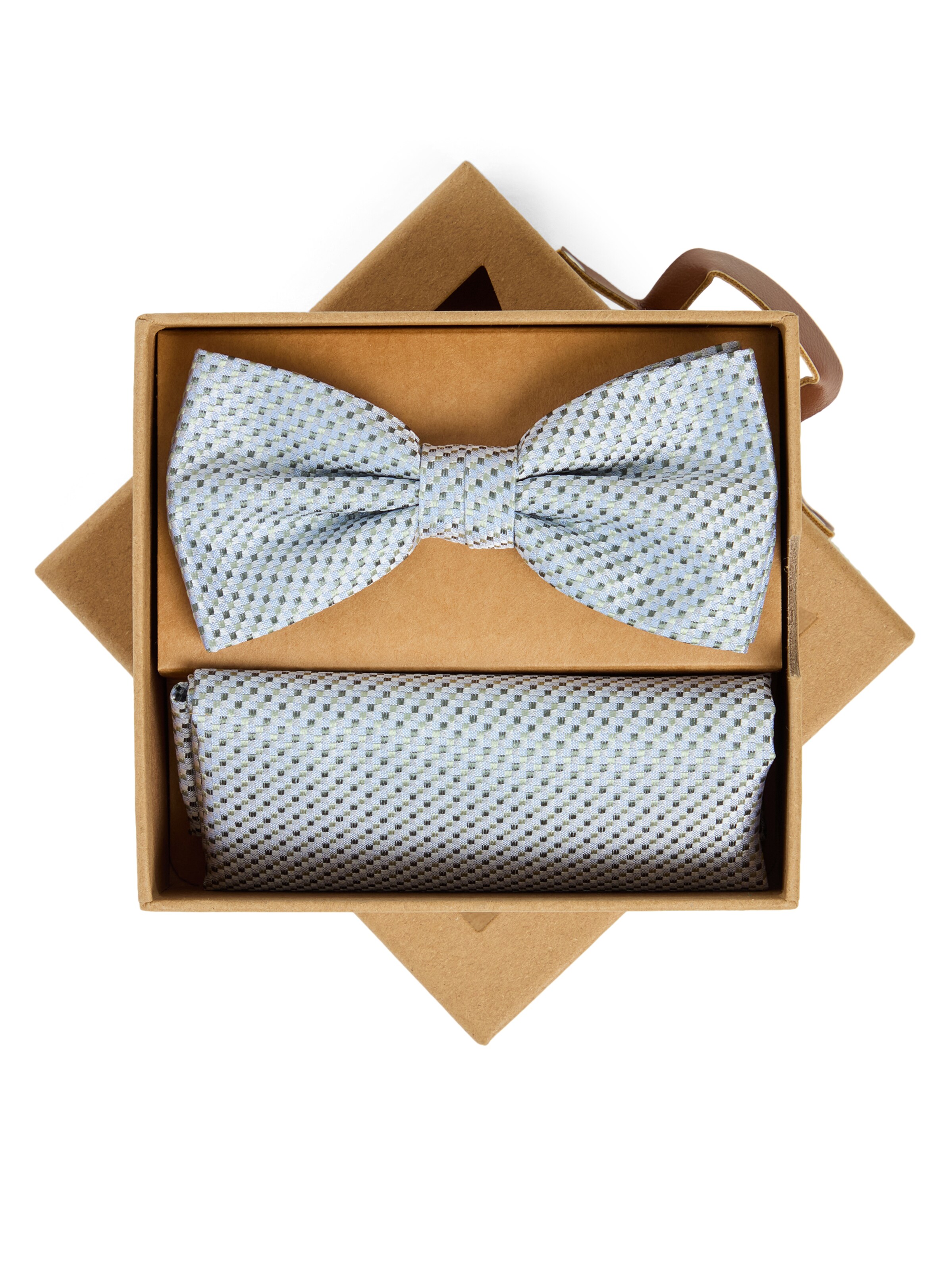 Finshley & Harding London Fliege und Einstecktuch in silber, Produktansicht