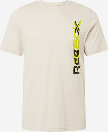 T-Shirt fonctionnel Reebok en beige : devant
