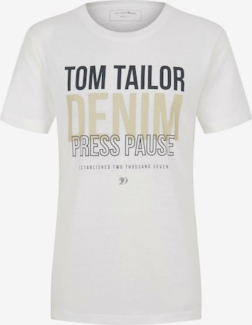 TOM TAILOR DENIM T-Shirt in Weiß: predná strana