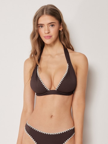CALZEDONIA Triangel Bikinitop 'Bicolor Embroidery' in Braun