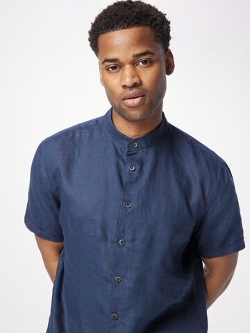 No Excess Comfort fit Button Up Shirt in Blue