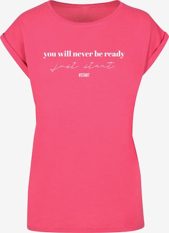 Merchcode Shirt 'Just Start' in Roze: voorkant