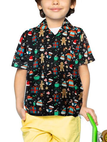 King Kameha Hemd 'Christmas Gingerbread' in Schwarz: Vorderseite